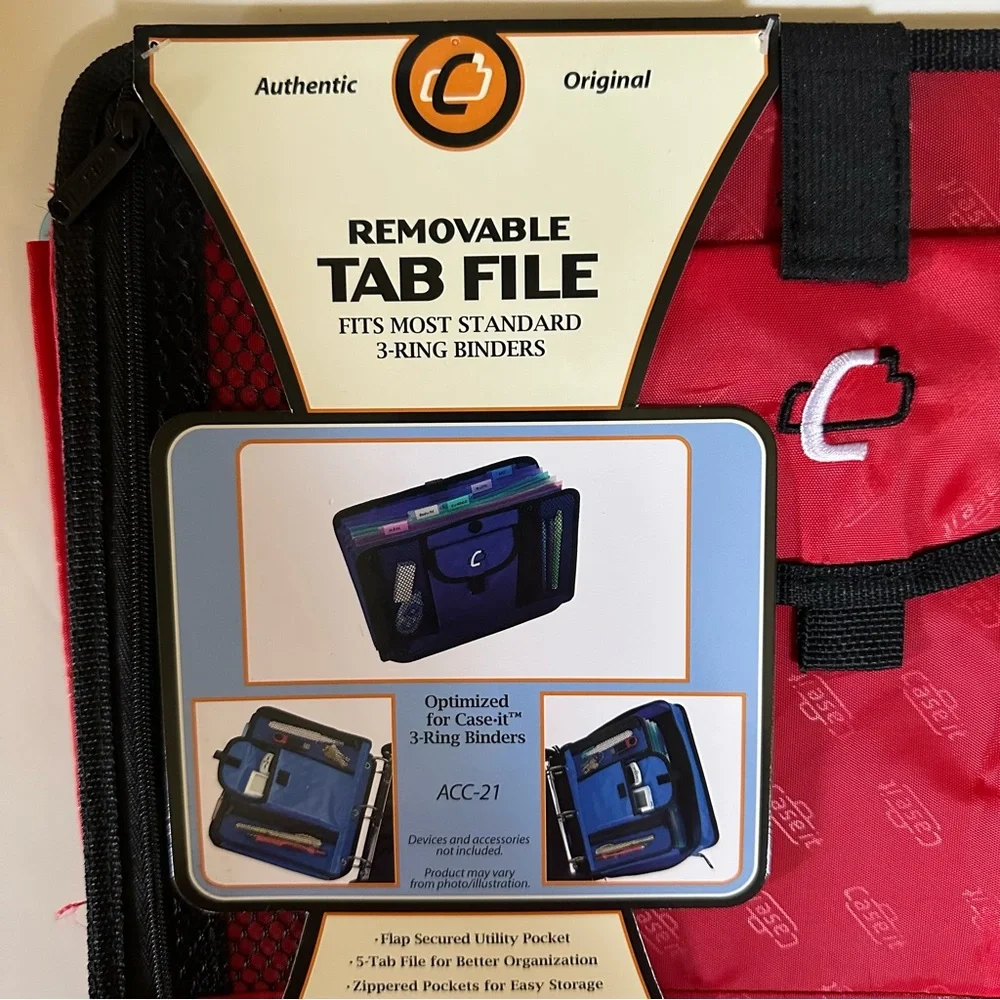 NWT CASE IT RED 5-Tab Binder Accessory, 5 color tabbed, 6 pocket expanding file
